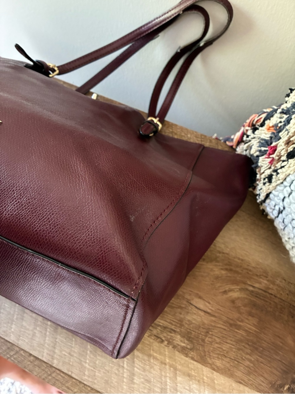 Coach Leather Turnlock Tote Purse, Oxblood Wine Red / Gold 36454 - Picture 12 of 16